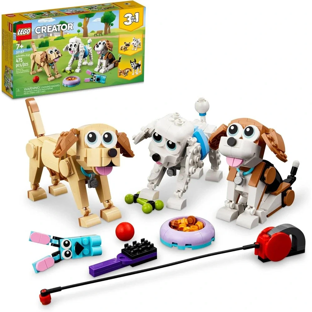 LEGO Creator 3 in 1 Adorable Dogs Building Toy Set 31137, for Dog Lovers,